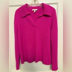 100% Cashmere Banana Republic V-Neck Sweater in Vibrant Pink size Large